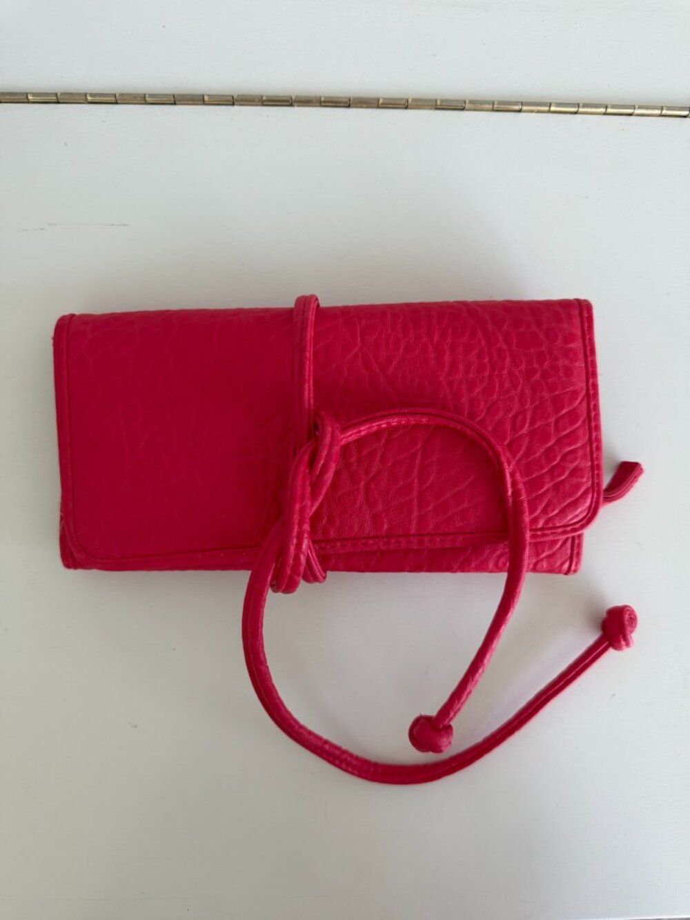 Gorjana Hot Pink Leather Jewelry Travel Roll Organizer